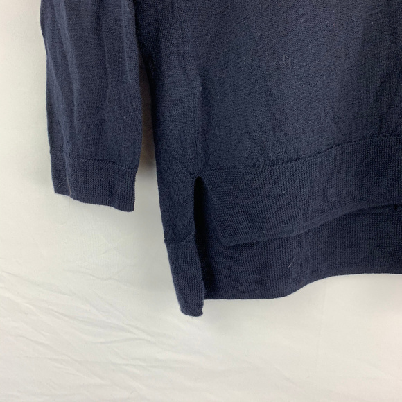 Ann Taylor Navy Blue Jeweled Long Sleeve Tee Sz M - Picture 3 of 8